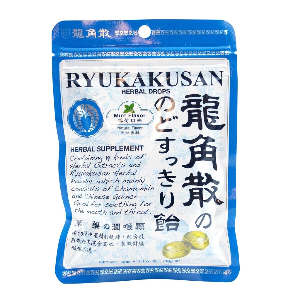 Ryukakusan Mint Flavor Herbal Drops (Supports Throat, Munn, Øvre Respirasjon) (1 pose) (Solstice)