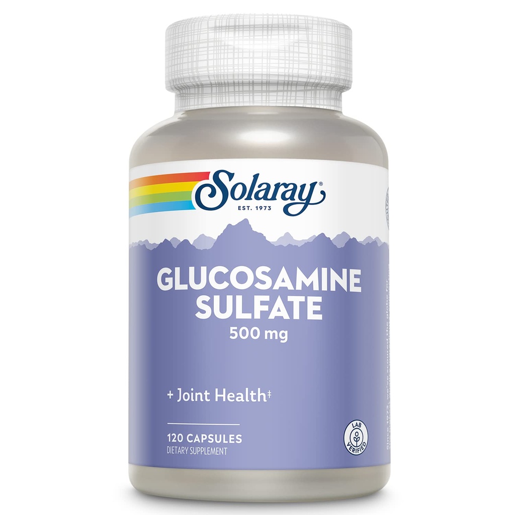 SOLARAY glukosaminsulfat 500 mg | Sunn leddfleksibilitet og resiliensstøtte (60 Serv, 120 CT)