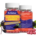 Elderbær Gummies, Elderbær Ekstrakt 300mg, med vitamin C og sink, Jordbær Flavor Gummies, Ikke-GMOs, Glutenfri, Vegansk-vennlig, Immunstøtte, 60 greve (Pack of 2)