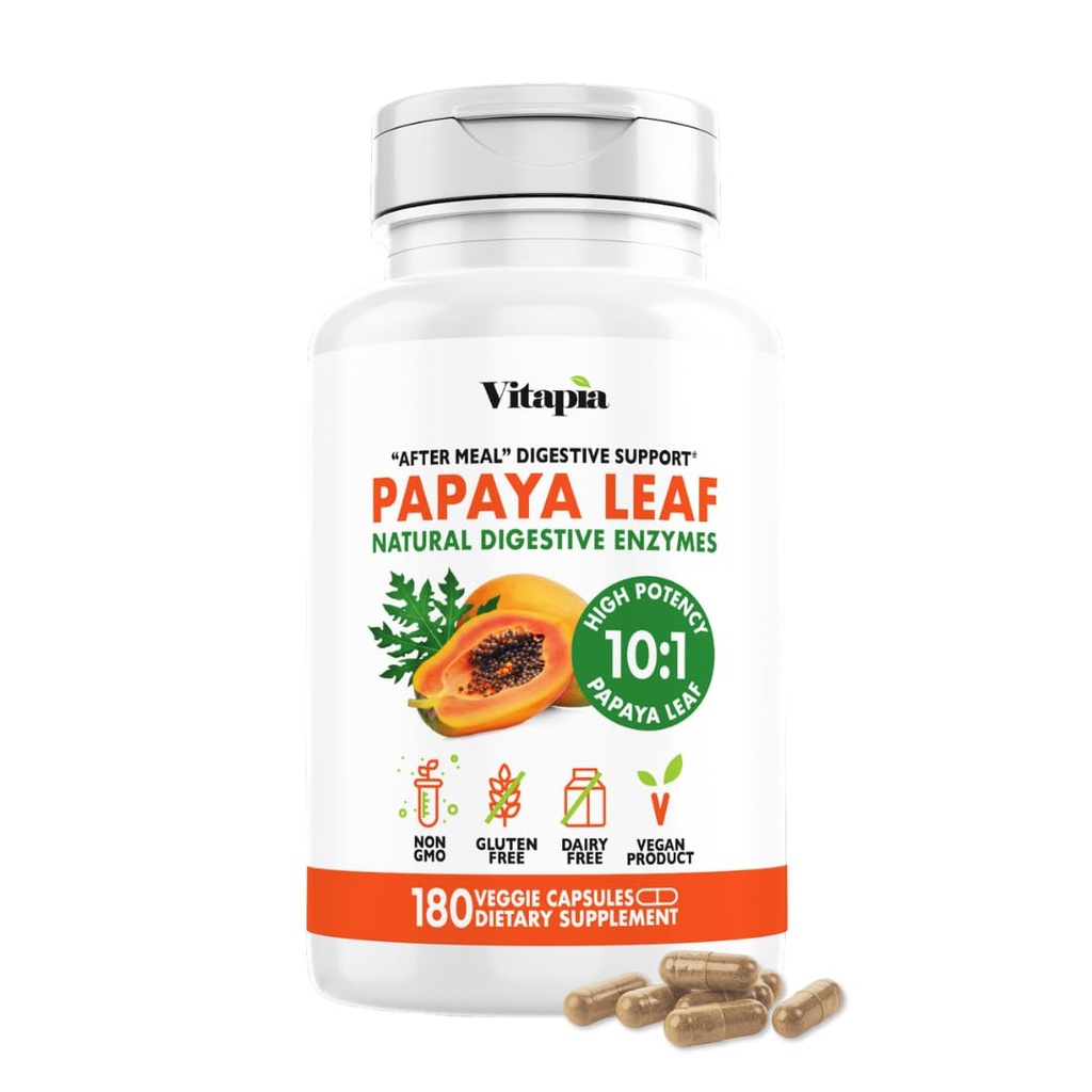 Papaya Fruit Enzym Kapsler for Digestion, Bloating Relief, Immun støtte for menn og kvinner - 1500 mg Organic Papaya Powder Per Serving - 180 Veggie Kapsler - Ikke-GMO, Glutenfri, Vegansk-vennlig