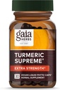 Gaia Herbs Turmeric Supreme Extra Styrke - Støtter anledningssvømming fra Normal Wear & Tear - med Turmeric Curcumin & Black Pepper - 30 Vegan Liquid Phyto-Capsules (opp til 30-dagers Supply)