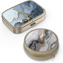 Pill Case Pill Box med speil retro lille pille tilfelle for purse eller pocket bronse piller eske eller vitaminer, fiskeolje, kosttilskudd, pille containe reise gaver(2PCS)