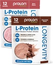 Prolon Longevity Plante Basert Proteinpulver | Muskelsyntese & Repair, Sunn aldring, Økt ytelse | Vitaminer, Glutenfri, Aminosyrer | 25g protein | Sjokolade og berry, 24 pakker