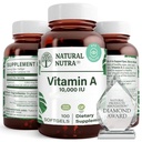 Naturlig Nutra Vitamin A 10 000 IU Softgels – høy potensøye og hudvitaminer – Glutenfri - Supplement for Sight & hud helse – Fisk leverolje for menn og kvinner, Glutenfri 250 Softgels (2 pakke)
