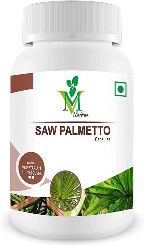Saw Palmetto Extract Kapsler 800mg Diett Supplement for hårvekst | Støtter prostata helse og urin helse god og naturlig -60 Veg Kapsler