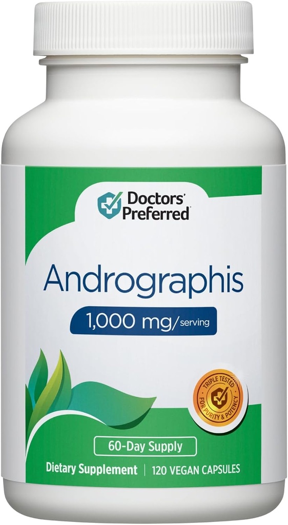 DOKTORERs PREFERRED Andrographis Extract - 1000 mg/Serving, 120 veganske kapsler