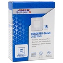 2" x 2" Dressing (1x1 Pad) AMERX Bordered Gauze - klesmerke bandasjer - Vannbestandig barriere - Selvklebende grense - pustende, hypoallergenisk - 15 pads per boks