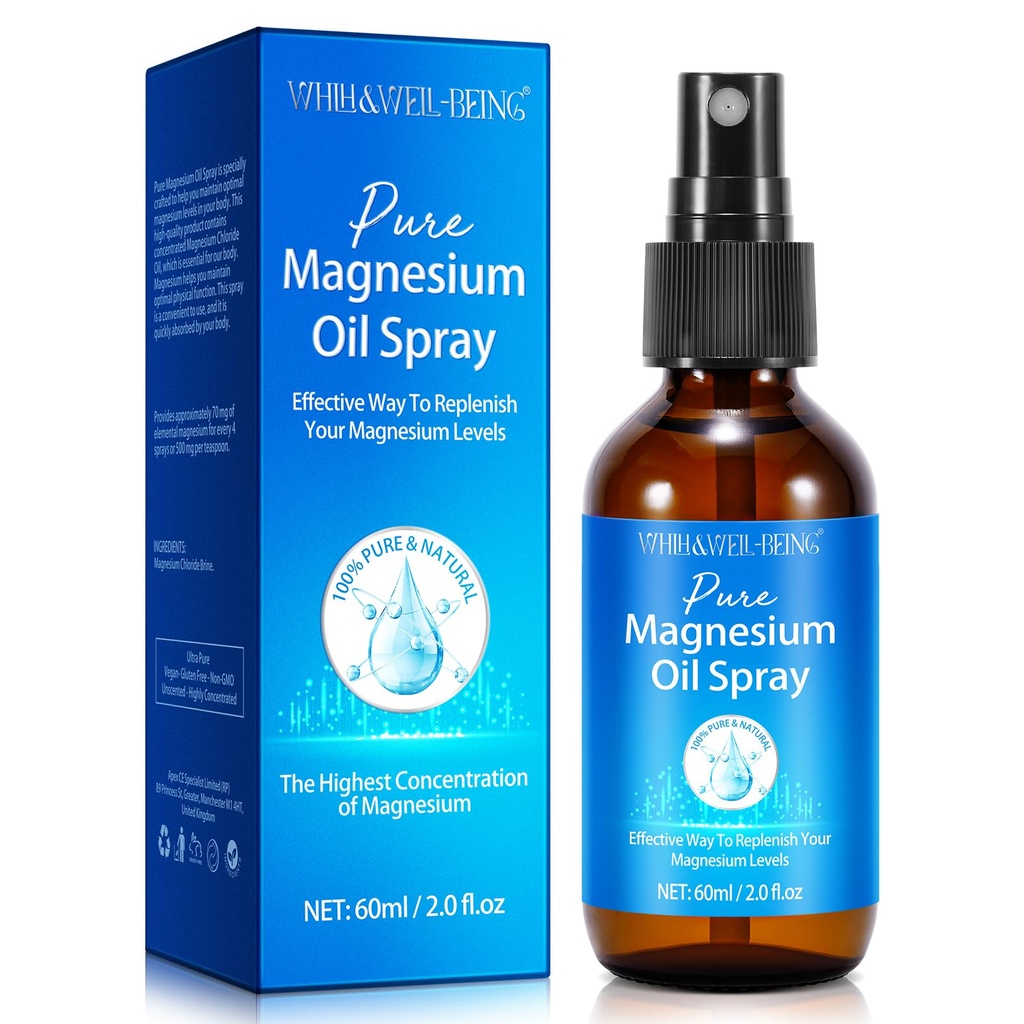 Magnesium Spray, ren magnesiumolje Spray for føtter, naturlig Ingredient i glassflaske, lett å absorbere og bruk 1Pack
