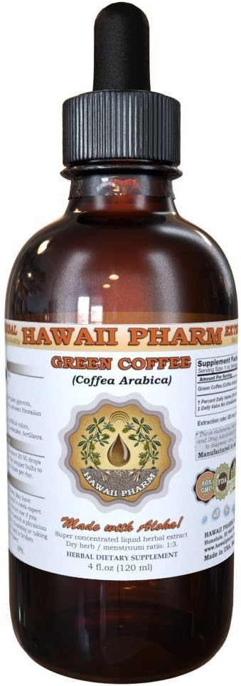 HawaiiPharm Grønn Kaffevæske Ekstrakt, Grønn Kaffe (Coffea Arabica) Bean pulver Tinktur Supplement 2 oz