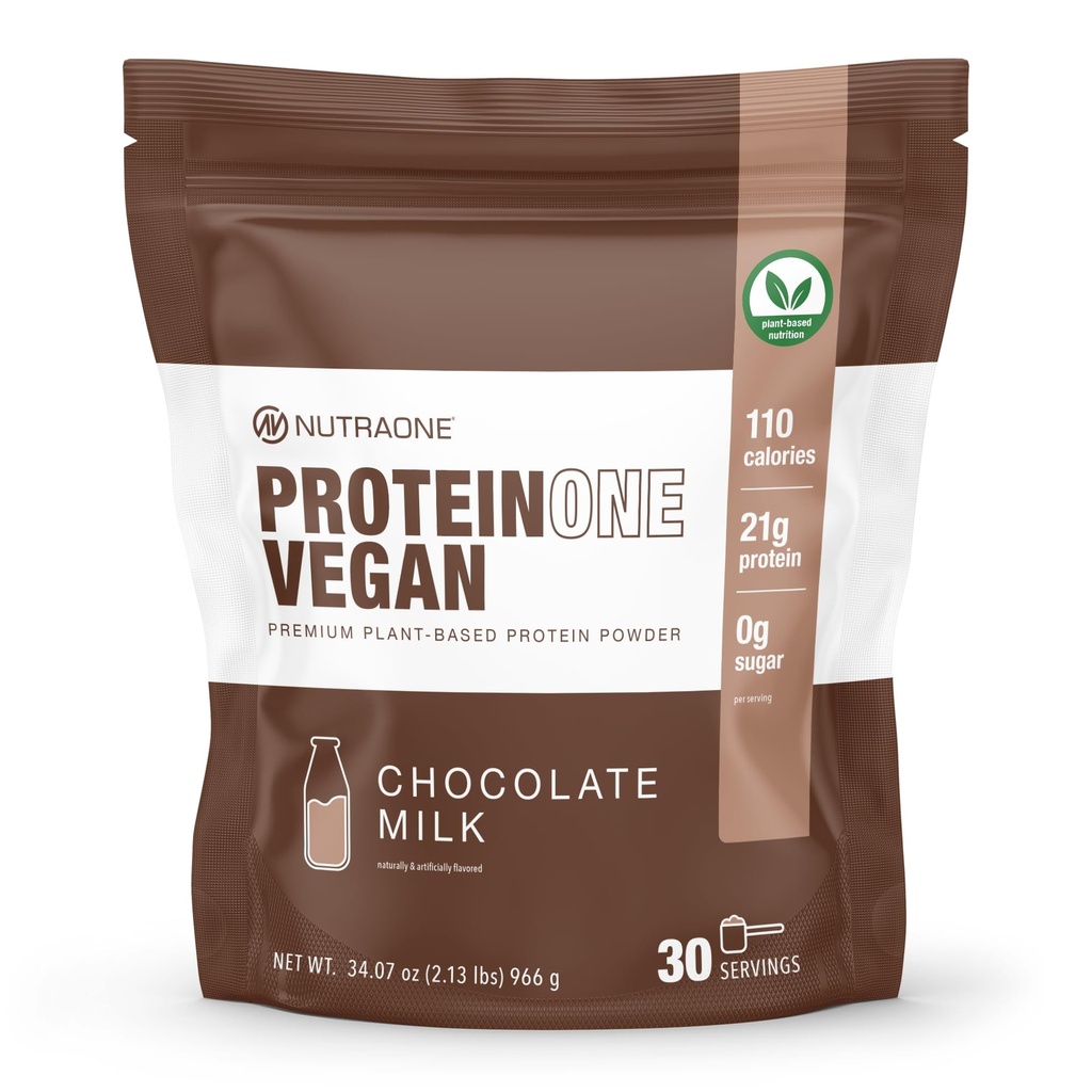 NutraOne ProteinOne Vegan Plantebasert Protein Powder Vegan Proteinpulver, Dairy-Free, Era og Rice Protein (Chokolate Milk)