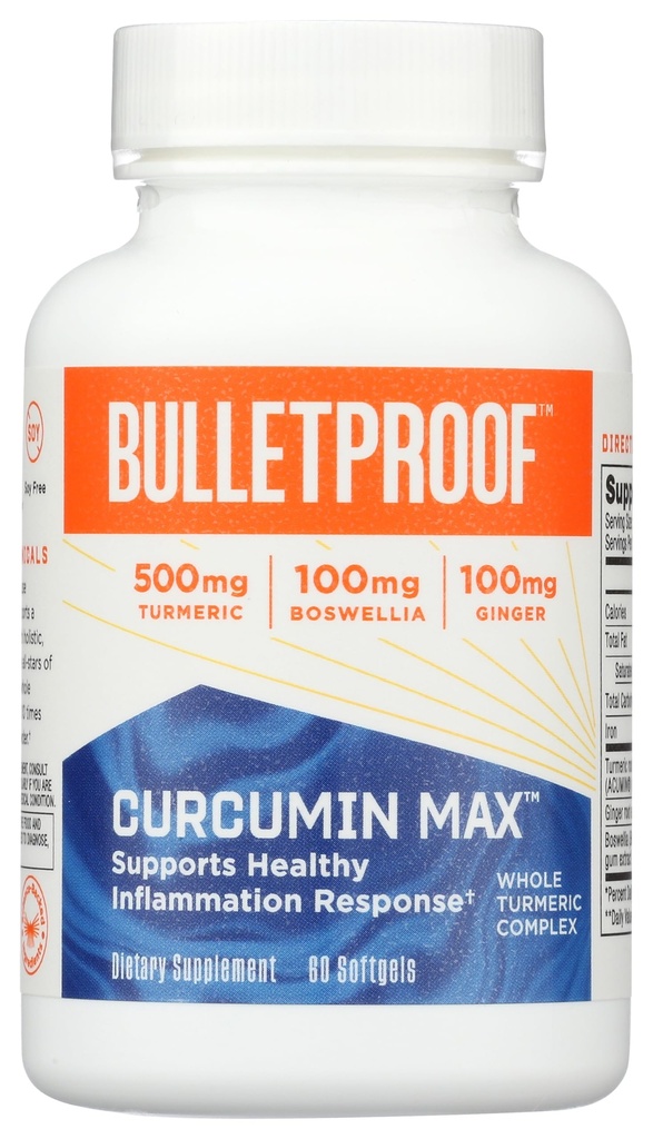 Kulesikker Turmeric Curcumin Complex Inflammasjonsrespons Softgels, 60 greve, Keto Supplement for felles og inflammasjonsstøtte, Antioksidant støtte, Emballasje May Vary
