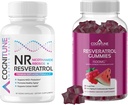 Sunn Aging Supplement Bundle - Nikotinamid Ribsoside Complex og Resveratrol Gummies - 5-i-1 Anti Aging Formula Plus Resveratrol Gummies
