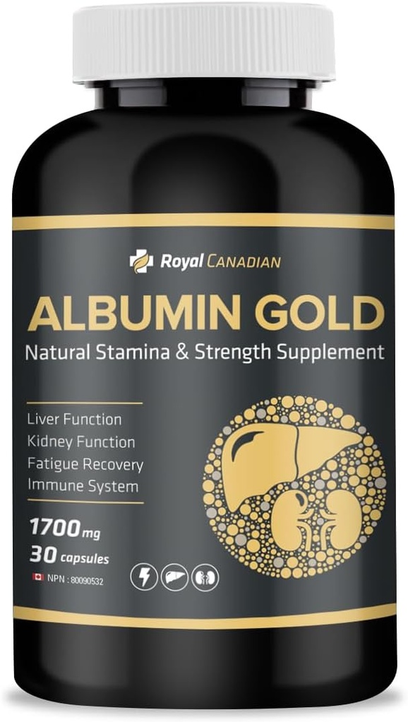 Royal Canadian Albumin Gold 1700mg leverfunksjon | Njurfunksjon | tretthet gjenoppretting | Immunsystem (30 x 1700mg Kapsler)