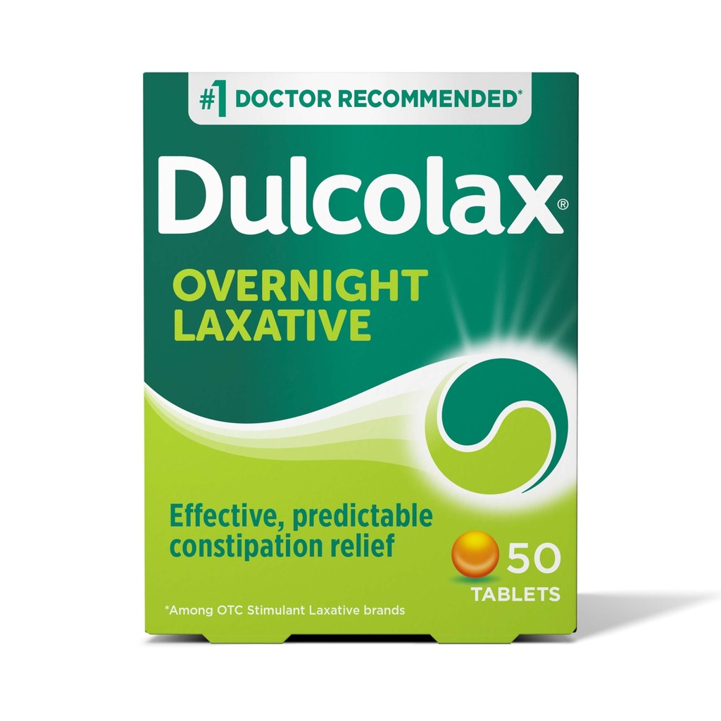 Dulcolax stimulerende Laxative tabletter, forutsigbar og effektiv healing relief, lindrer Straining & Bloating, Bisacodyl 5 mg, 50 greve