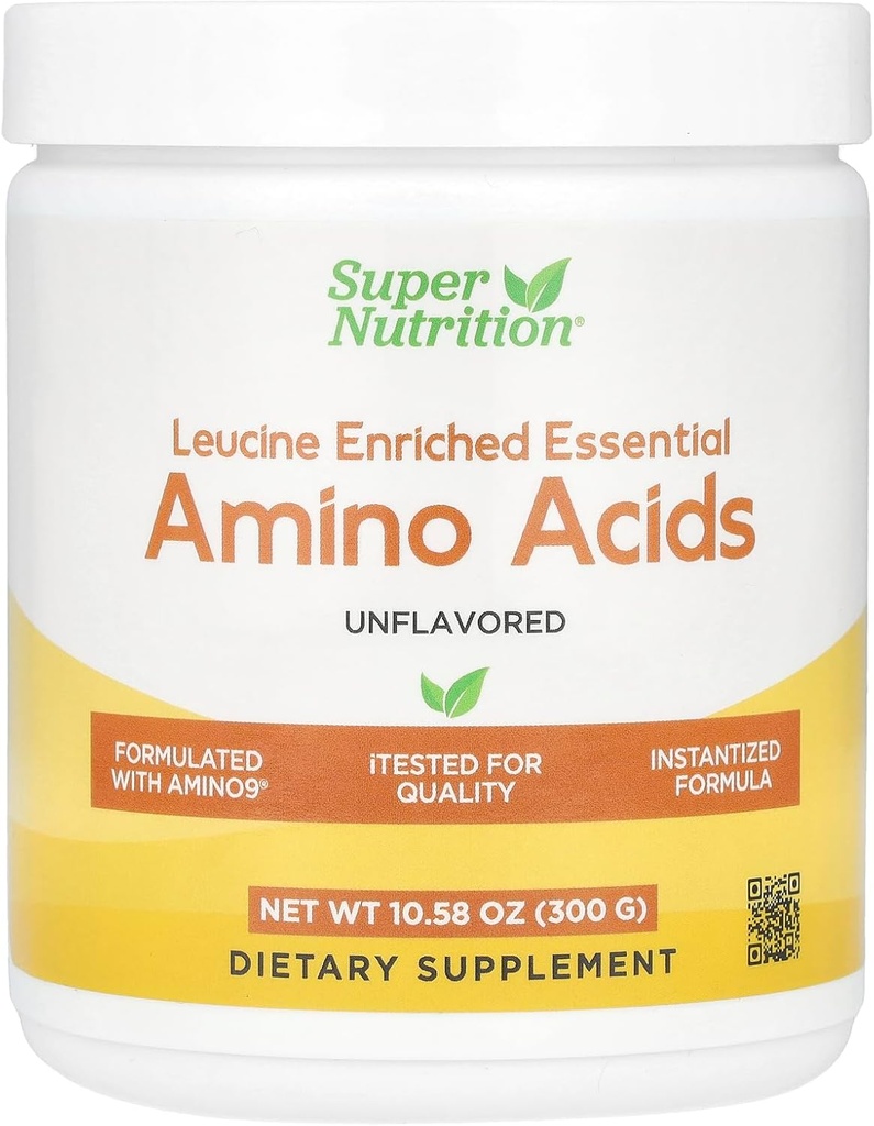 SuperNutrition Leucinberiket essensielle aminosyrer med L-Leucine, L-Lysin, L-Treonin og L-Isoleucin, Unflavored, 10,58 oz (300 g)