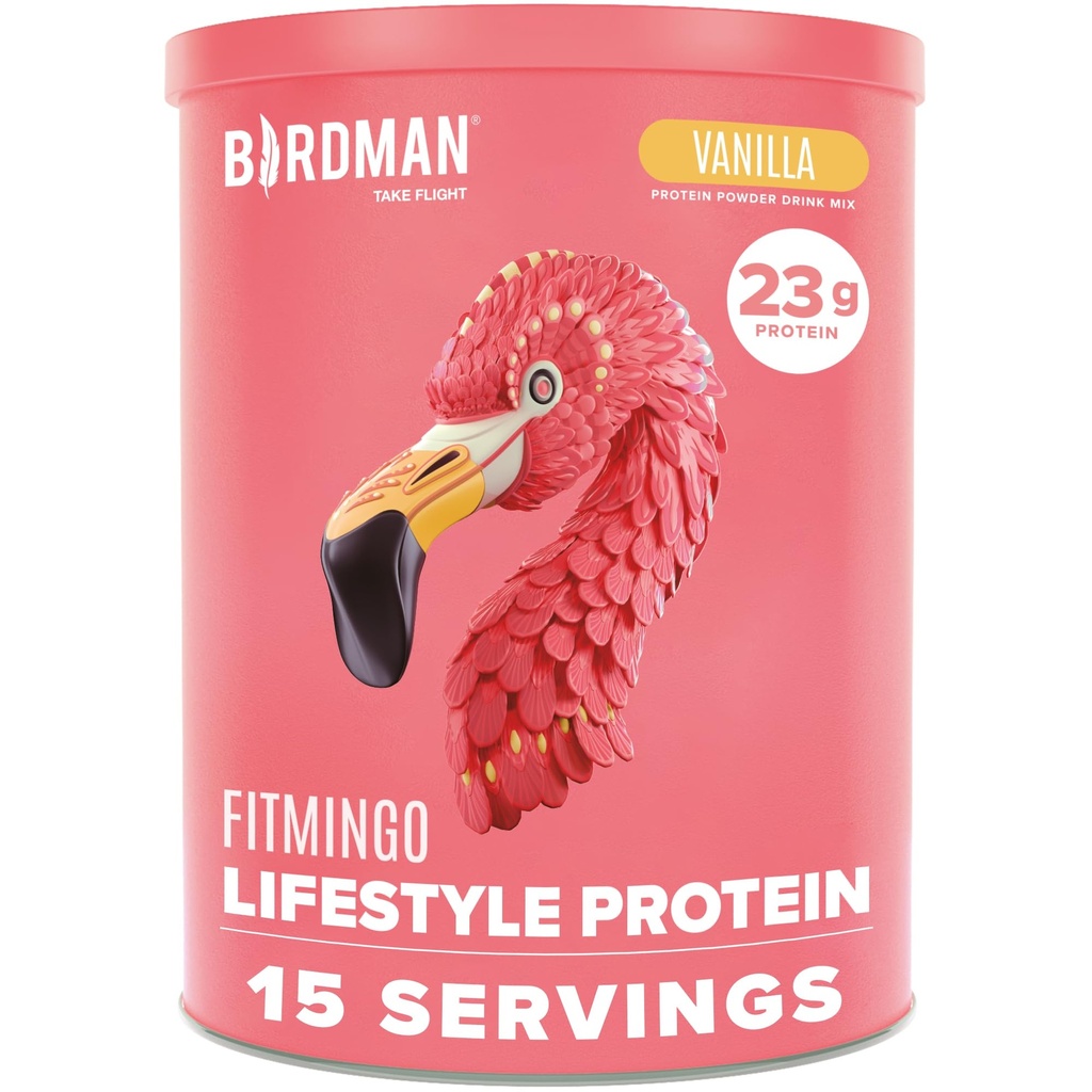 BIRDMAN Fitmingo Vegansk Protein pulver med inositol, Collagen Boosters, Hyaluronsyre og vitaminer | Lav karbohydrat, mørkefri, lav kalori | 23g Plante Basert Blåbær Protein pulver med Myo-Inositol