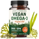 Vegansk Omega 3 Algae Olje | Plante Basert DHA EPA | Ikke Carrageenan, ikke GMO | Hjerte, hjerne og øye helse | Fiskeolje alternativ | Algae Omega 3 Supplement | 60 Softgel kapsler