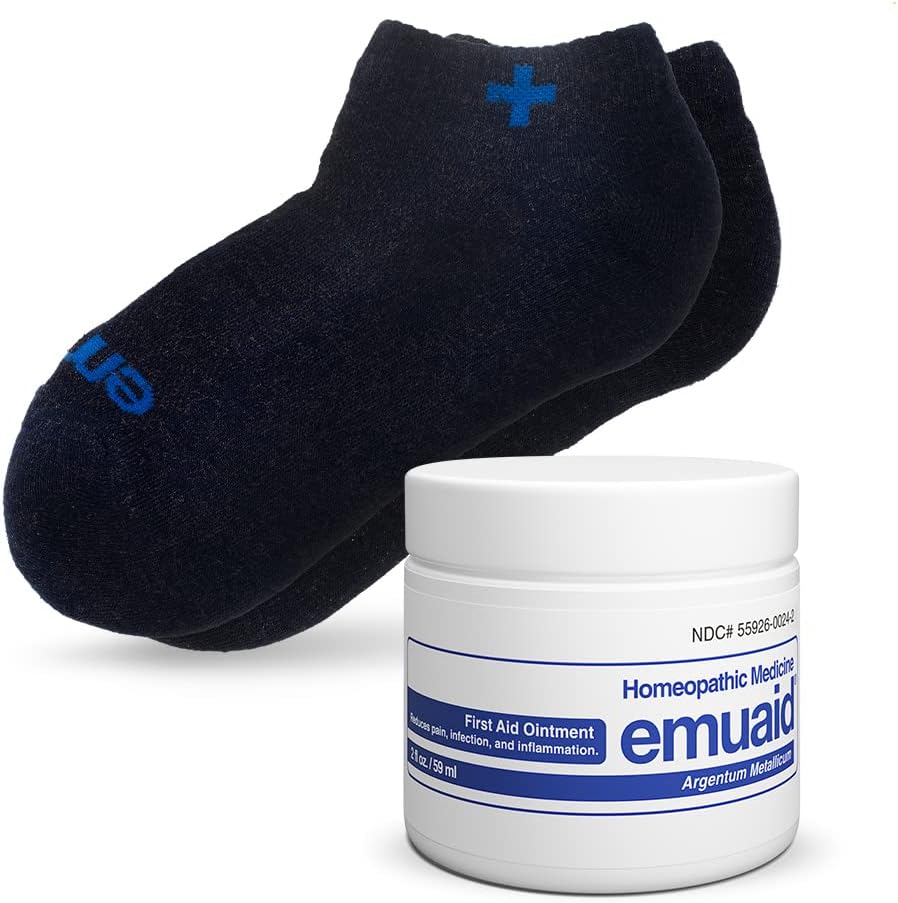 emuaid Nail Fungus Bundle regelmessig styrke med sølv ioniske sokker