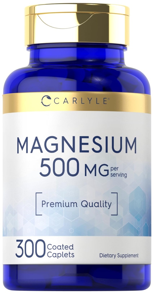 Carlyle Magnesium 500 mg | 300 belagte kapeller | vegetarisk, ikke-GMO, og Glutenfri Supplement