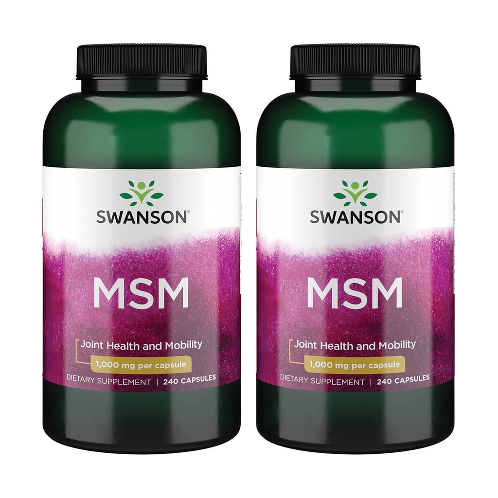 Swanson MSM - essensielle mineraler som fremmer mobilitet og felles helsesupport - hjelper til å opprettholde forbindelsesvev helse inkludert Cartilage, kollagen, & hår - (240 kapsler, 1000 mg hver) 2 Pakke