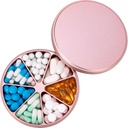 Metall Pill Organizer 7 Compartments Pill Dispenser - Heavy Duty Pill Box Vanntett Pill Container Stor Daglig Pill Case Medisin Holder for Medisinering Vitaminer Fiskeoljer Kosttilskudd, 0,39lb (Pink)