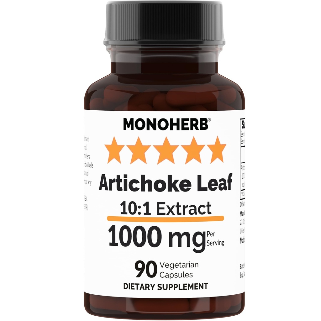 MONOHERB Artichoke Leaf Ekstrakt 1000 mg - 90 vegetariske kapsler