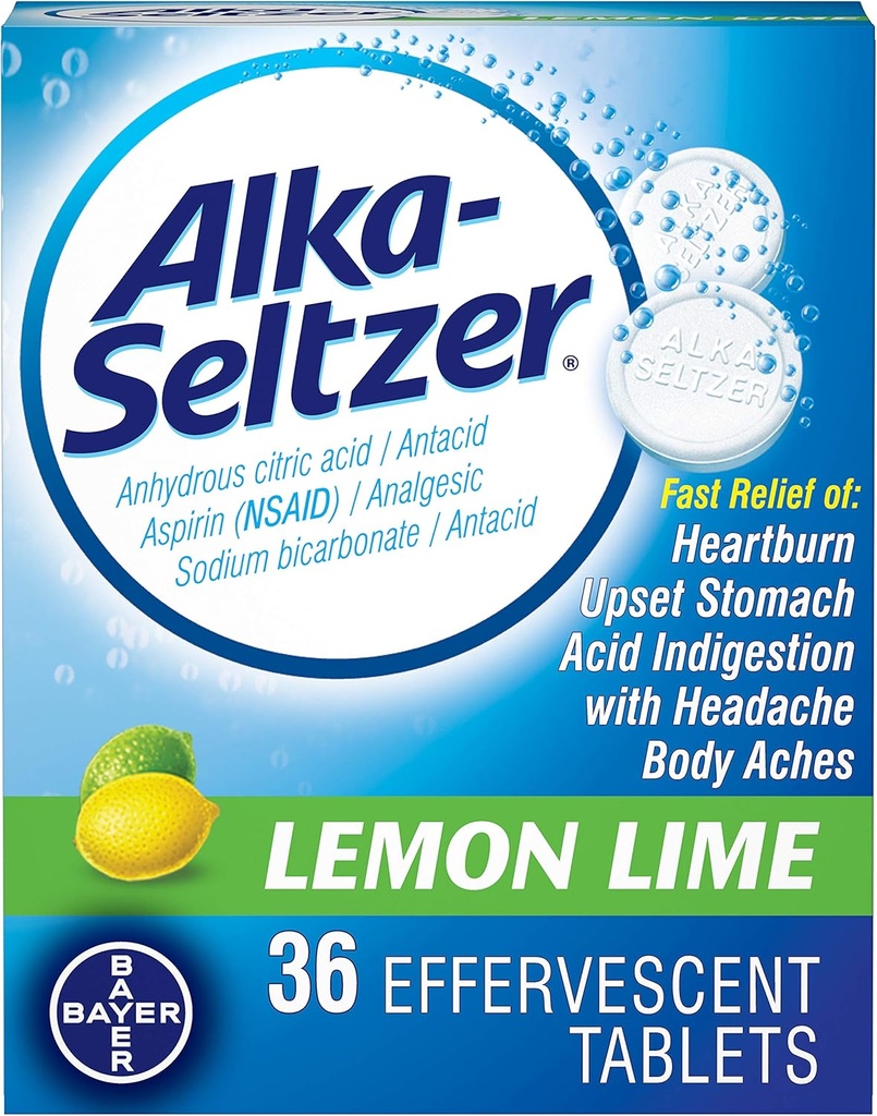 Alka-Seltzer Lemon Lime 36 Effervescent tabletter (pakke med 2)