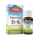 Carlson - Super Daily D3 + K2, 50 mcg D3 + 45 mcg MK-7, hjerte og bein helse, 90 flytende dråper, 2,54 ml