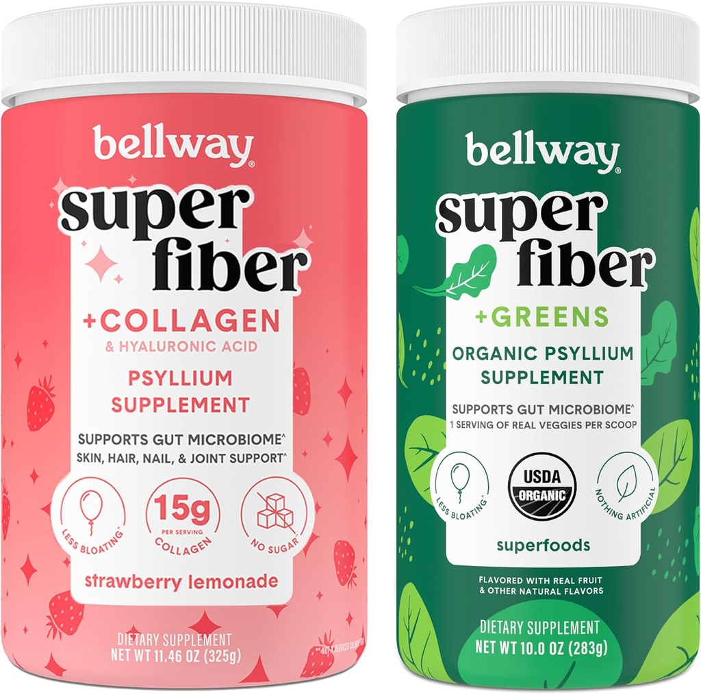 Bellway Super Fiber pulver + kollagen, Jordbær sitronade Super Fiber + Grønn