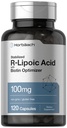 Horbaach R-Lipoic Acid 100 mg | 120 kapsler med Biotin Optimizer | Ikke-GMO, Glutenfri | Stabilisert R-Lipoic Acid Supplement
