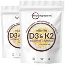 2 Pack Vitamin D3 10000 iu Plus K2 (MK-7) 200 mcg, 300 Jomfru Coconut Oil Softgels | 2 i 1 Vitaminer D & K Complex | støtter kalsiumabsorpsjon, Bein, Immune, og hjerte helse – lett å svelge