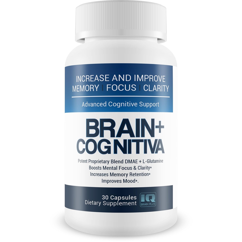 Brain+ Cognitiva - Avansert kognitiv støtte - Hjelp med å øke og forbedre hukommelsen, øke mentalt fokus og støtte mental klarhet - Alpha-GPC-kapsler for hjernestøtte og optimal nootropisk boost