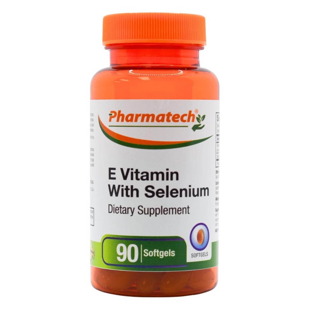 Vitamin E som dl-tokoferylacetat og d-alfa-tokoferol Plus Selenium, Antioksidant Supplement, immunstøtte, støtter sunn hud, glutenfri, ikke-GMO, 90 softgels laget i USA