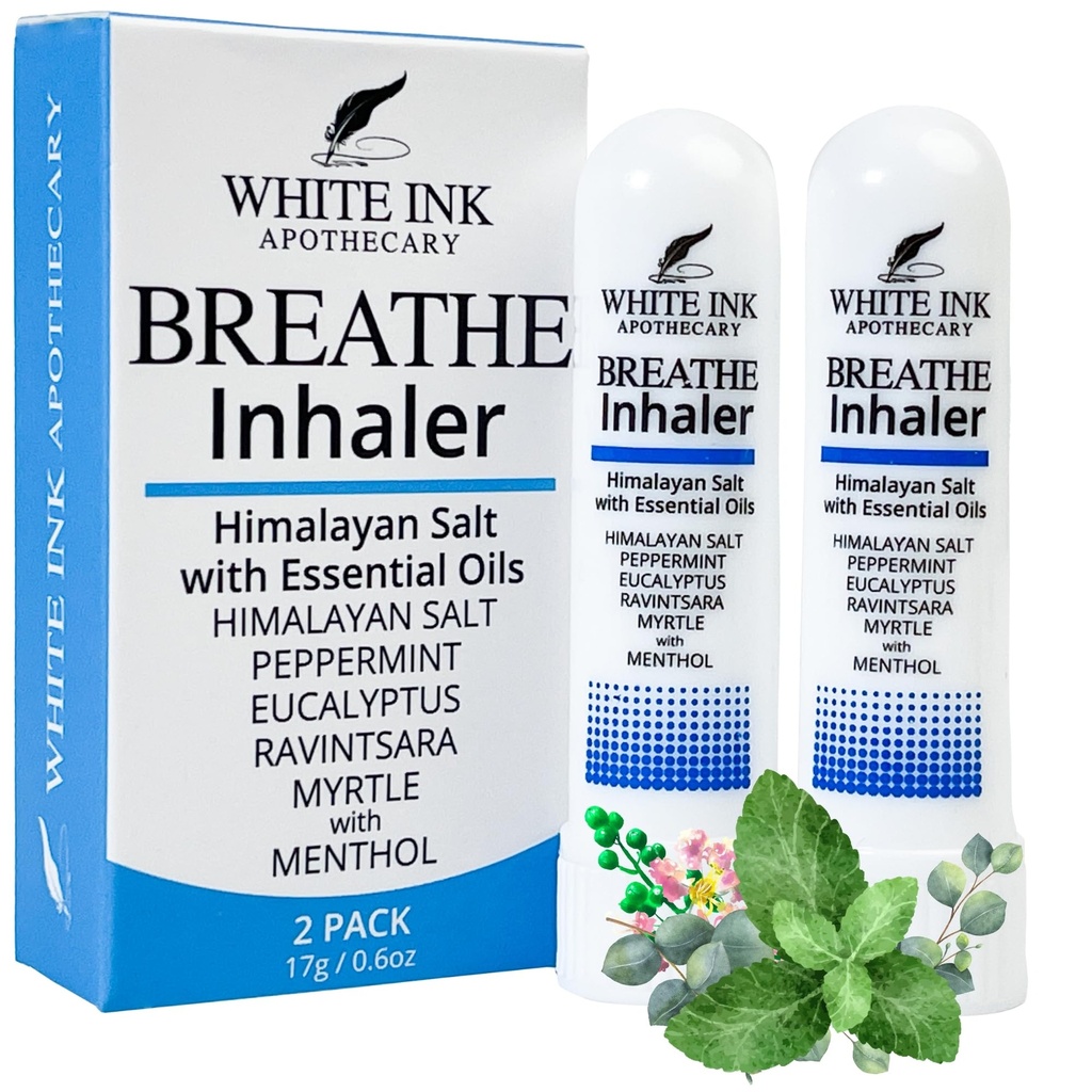 Hvitt blekk Pust | Naturlig essensiell oljeinhaler Eucalyptus Peppermint | Congestion | Allergi | Fokus | Aromaterapi Sinus Relief (2)