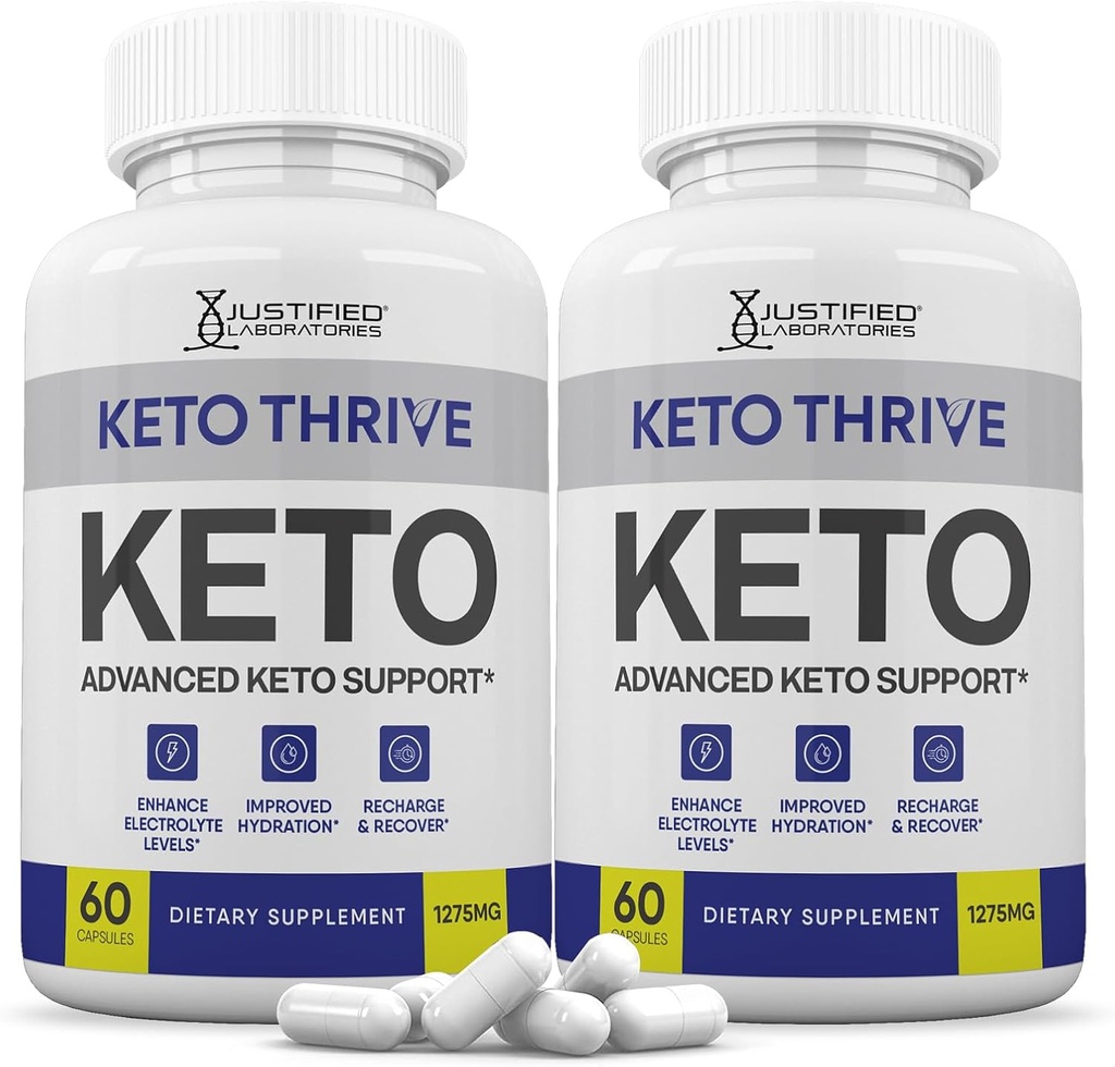 (2 Pakke) Keto Thrive Keto ACV-piller 1275MG Keto-støtte Blende Capsule Alternativ til Keto ACV Gummier Formulert med Apple Cider Vinegar Ekstra Jomfru Olive Olje pulver Grønn Te Leaf 120 Kapsler