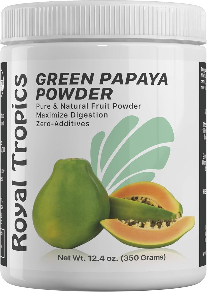 Royal Tropics Grønn Papaya pulver. Enzymer til digestiv støtte.