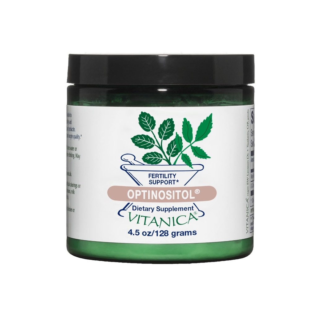 Vitanica Optinositol - Oppløsningsstøtte med Myo-Inositol & D-Chiro Inositol - Helsetilskudd for kvinner med 4000 mg Myo-Inositol pulver & 100 mg D Chiro Inositol - Pro Logo - 4.4 Oz
