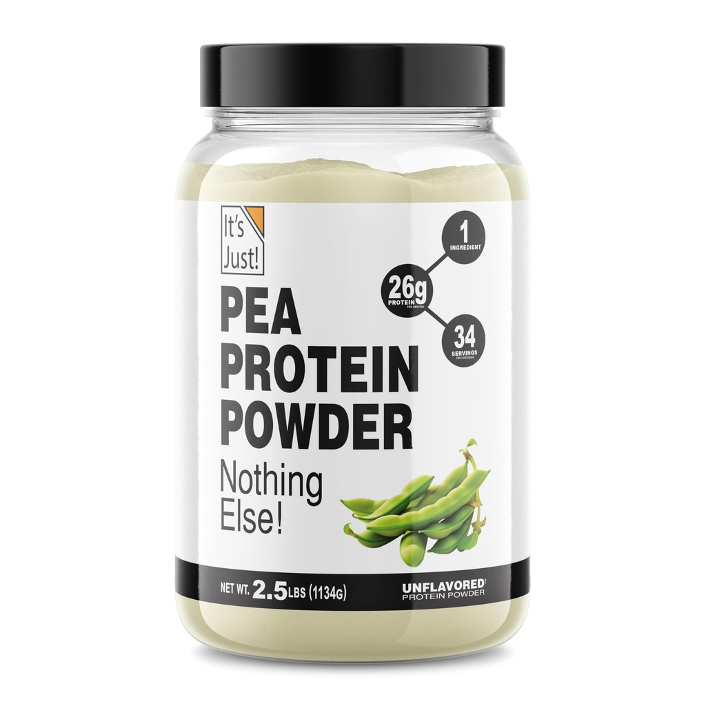 Det er bare! - 100% Pea Protein, Vegansk Plante Basert, Vokset i Canada, Premium kvalitet, Smooth Texture, Glutenfri, Keto Vennlig (2,5 pund, uslavorert)
