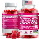 Quercetin Gummies - 2500MG med Bromelain, L-Theanine - Immunstøtte Gummier Allergi Relief & Lunge Helse for barn og voksne