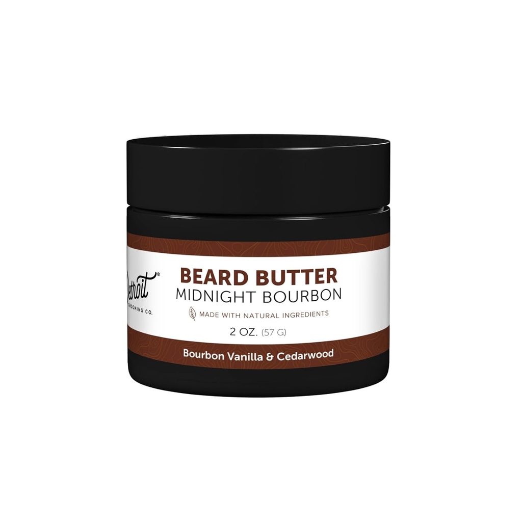 Detroit Grooming Co. Beard Smør for menn | Begrenset utgave | Softens, Hydrates & Nourishes med Safflower Oil & Shea Butter | Midnight Bourbon Scent, 2oz