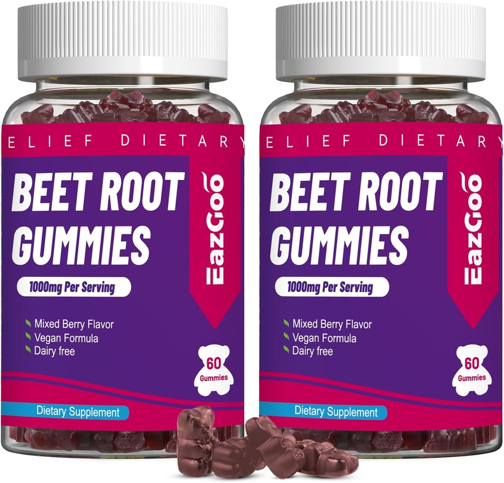 Beet Root Gummies, Beet Root Mykt Chews med beetroot, Grape frø ekstrakt & Beet Root pulver, Vegansk, Ikke-GMO, 120 greve