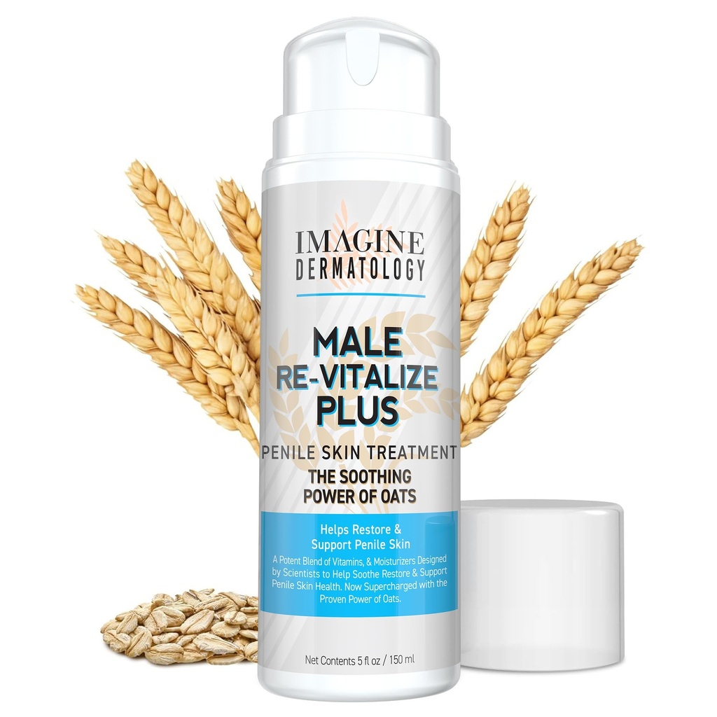 Mann Re-Vitalize PLUS - Havre Penile Health Cream for menn - Relieve, gjenopprette og støtte huden - Moisturizer Penile Lotion - Stor verdistørrelse (5fl oz / 150 ml)