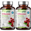 Biophix D-Mannose 1000mg Kapsler med Cranberry & Probiotika - D Mannose kosttilskudd for kvinner - D-Mannose piller for Urin Tract & Bladder Helse Support - Digestive Well-Being - 120 Vcaps 2 Pack
