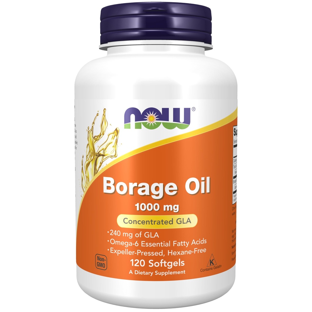 NU Mattilskudd, boreolje 1000 mg med 240 mg GLA (Gamma Linolenic Acid), 120 Softgels