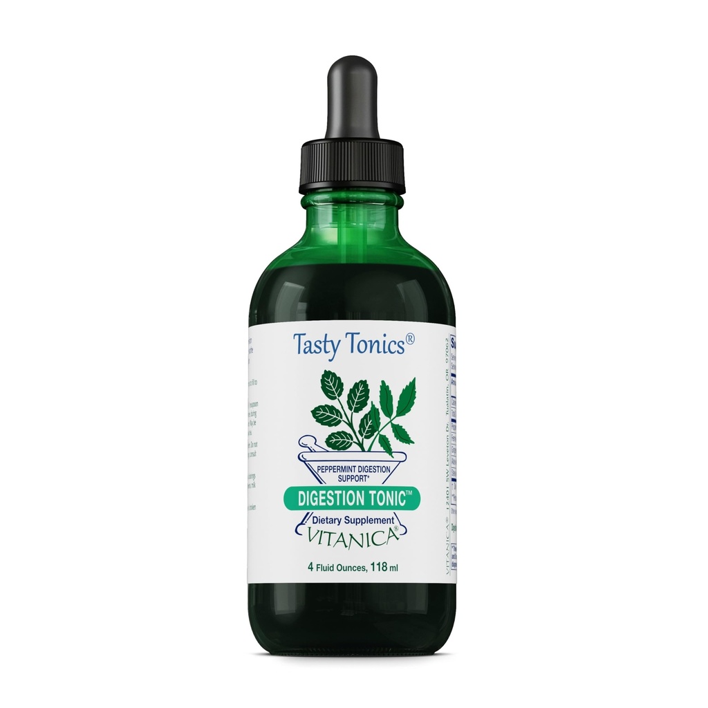 Vitanica Digestion Tonic, Gas og Bloating Relief Supplement, Organisk, Forbedre Digestiv funksjon & Gut Helse, For Kvinner & Menn, Peppermynt Olje Fennel Ginger & Aloe Vera Vegan, 4 Oz