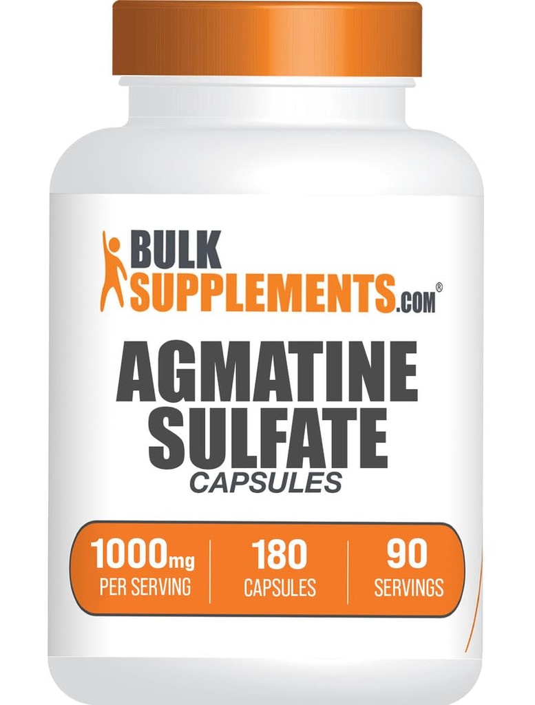 BulkSupplements.com Agmatine Sulfate Kapsler - Nitric Oxid Supplement, Agmatine Supplement - Glutenfri, 2 Kapsler per servering, 180 greve (Pack of 1)