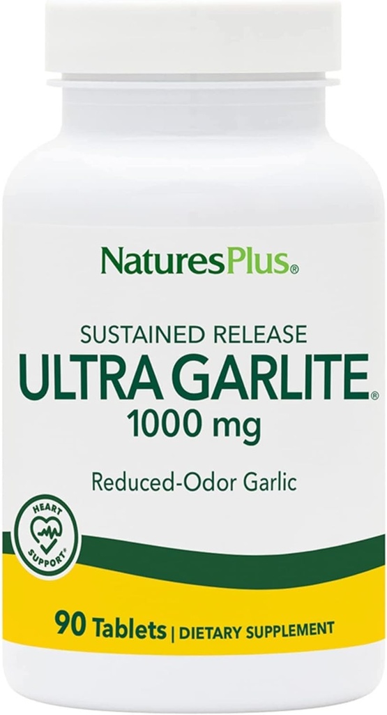 NaturesPlus Ultra Garlite 1000 mg - 90 tabletter - Redusert-Odor hvitløk - Næringsstøtte for fri-Radical Defense & Immune Health