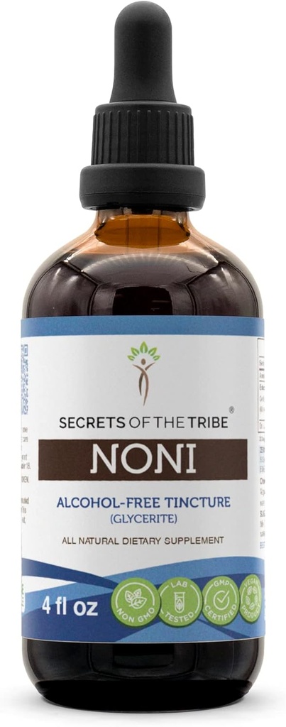 Hemmeligheter av Tribe Noni alkohol-fri flytende ekstrakt, Noni (Morinda sitronfolia) tørket frukt (4 FL OZ)