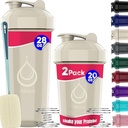 2 Pakning, 28 oz & 20 oz Shaker Flasker med kraftige Wire Whisks for Proteinmikser | Leakproof Blender Shaker Flaske Pack | BPA-fri og oppvaskmaskin Safe | Shaker Flaske | Shaker Cups for risting