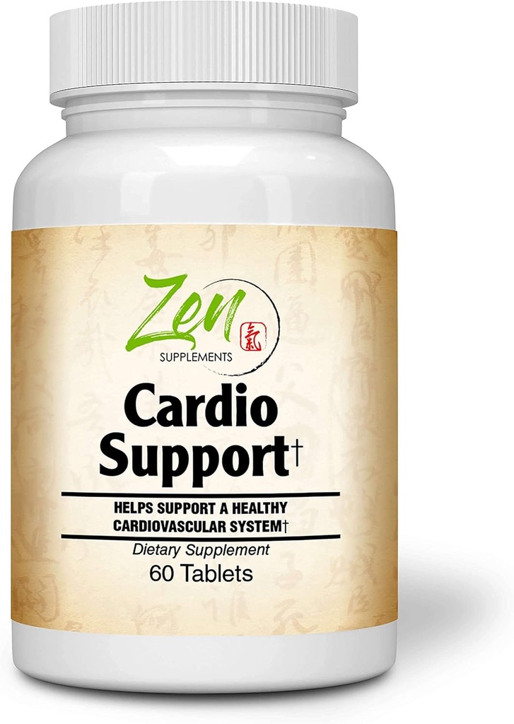 Zen Supplements - Cardio Support Plus Antioksidanter, L-karnitin, L-Taurin, med coenzym Q10, Hawthorn, Hestechestnut, Cayenne, Grapefrø og vitamin E, fremmer et sunt hjerte 60-Tabs